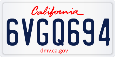 CA license plate 6VGQ694