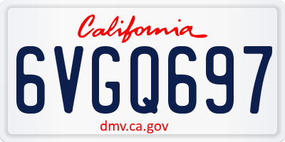 CA license plate 6VGQ697