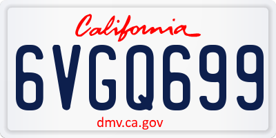 CA license plate 6VGQ699