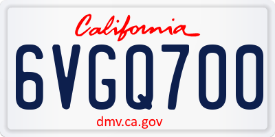 CA license plate 6VGQ700