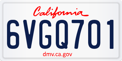 CA license plate 6VGQ701