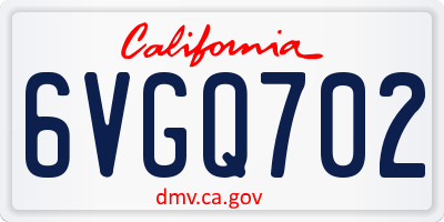 CA license plate 6VGQ702