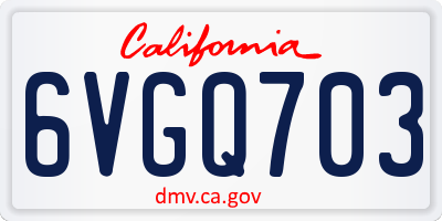 CA license plate 6VGQ703
