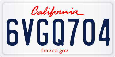 CA license plate 6VGQ704