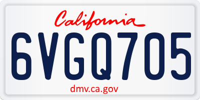 CA license plate 6VGQ705