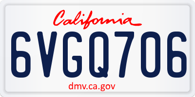 CA license plate 6VGQ706