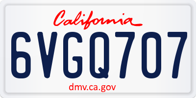 CA license plate 6VGQ707