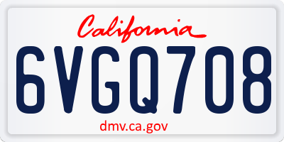 CA license plate 6VGQ708