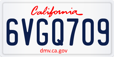 CA license plate 6VGQ709