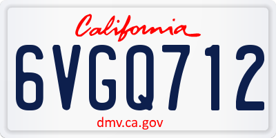 CA license plate 6VGQ712