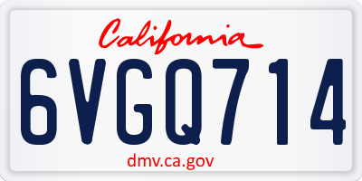CA license plate 6VGQ714