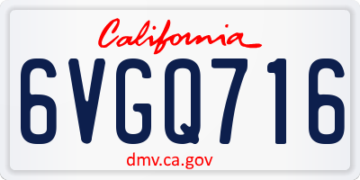 CA license plate 6VGQ716