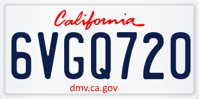 CA license plate 6VGQ720