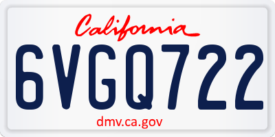 CA license plate 6VGQ722