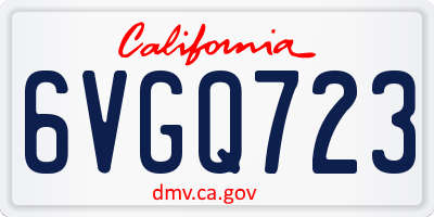 CA license plate 6VGQ723