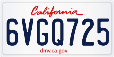 CA license plate 6VGQ725