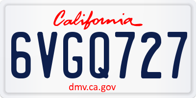 CA license plate 6VGQ727