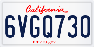 CA license plate 6VGQ730