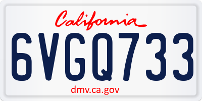 CA license plate 6VGQ733
