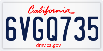 CA license plate 6VGQ735