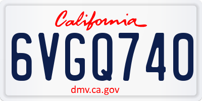 CA license plate 6VGQ740