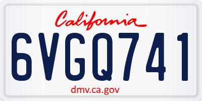 CA license plate 6VGQ741