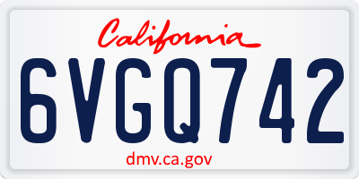 CA license plate 6VGQ742