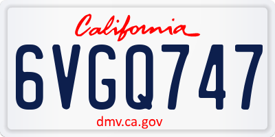 CA license plate 6VGQ747
