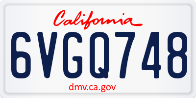 CA license plate 6VGQ748