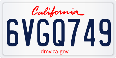 CA license plate 6VGQ749