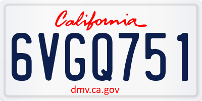 CA license plate 6VGQ751