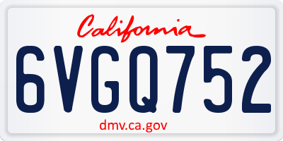 CA license plate 6VGQ752