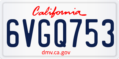 CA license plate 6VGQ753