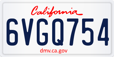 CA license plate 6VGQ754