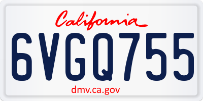 CA license plate 6VGQ755