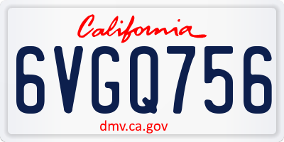 CA license plate 6VGQ756
