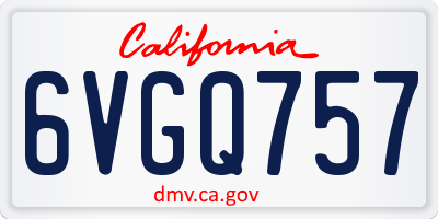 CA license plate 6VGQ757