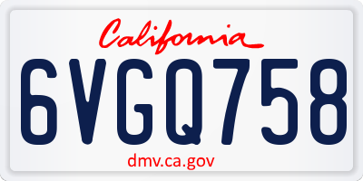 CA license plate 6VGQ758