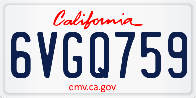 CA license plate 6VGQ759