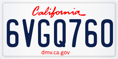 CA license plate 6VGQ760