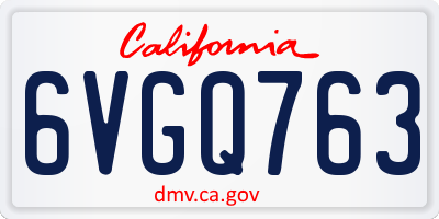 CA license plate 6VGQ763