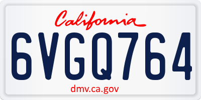 CA license plate 6VGQ764