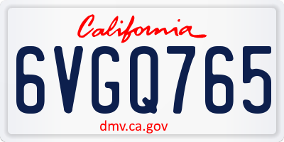 CA license plate 6VGQ765