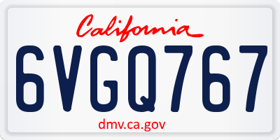 CA license plate 6VGQ767