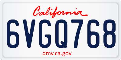 CA license plate 6VGQ768
