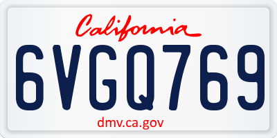 CA license plate 6VGQ769