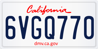CA license plate 6VGQ770
