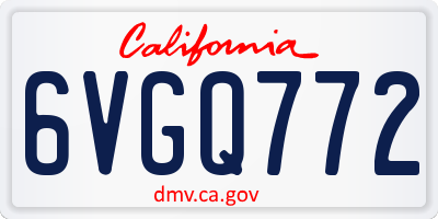 CA license plate 6VGQ772