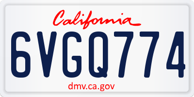 CA license plate 6VGQ774