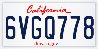 CA license plate 6VGQ778